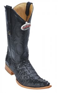 Los Altos Black All-Over Genuine Crocodile Tail 3X Toe Cowboy Boots 950105