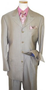 Earvin Magic Johnson Champagne With Pink Pinstripes Super 120'S Wool Suit BL40973