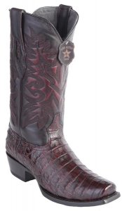 Los Altos Black Cherry Genuine Caiman Belly Medium Square Toe Cowboy Boots 588218