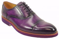 Carrucci Purple Genuine Leather Oxford Shoes With Matching Sole KS511-11M.