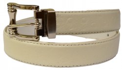 Serpi Off-White Ostrich Print Genuine Leather Belt F1/30