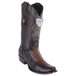 Wild West Faded Brown Genuine Ostrich Dubai Toe Cowboy Boots 279F0316