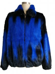 Winter Fur Royal Blue Genuine Full Skin Mink Bomber Jacket M59R01RBT.