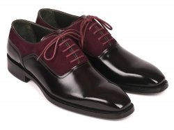 Paul Parkman Burgundy Suede / Black Patent Leather Oxford Dress Shoes 17BUR85