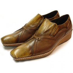 Fiesso Coffee Genuine Leather Shoes With Stitching On The Side - FI6440