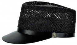 Bruno Capelo Black Straw Telescope Baseball Hat With PU Leather Brim LG-203