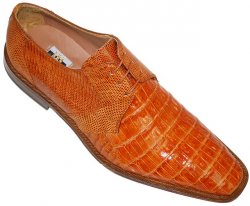 David Eden "Lancaster" Caramel Genuine Hornback Crocodile/Lizard Shoes