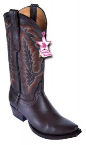 Los Altos Women's Brown Genuine Teju Leather Wide Square Toe Cowgirl Boots 348307