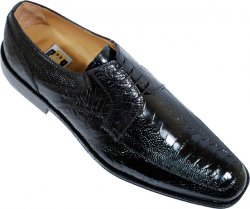 David Eden "Regal" Black All-Over Genuine Ostrich Shoes