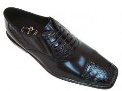Romano "Lander" Black Genuine Crocodile/Calf Shoes