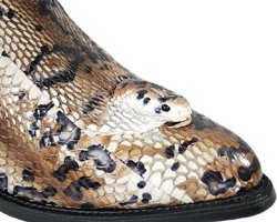 Los Altos Brown King Cobra Skin Cowboy Boots with Head Snake
