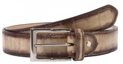 Mauri "IC001" Brown / Beige Genuine Eel Crust Hand Painted Belt