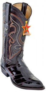Los Altos Brown Genuine All-Over Eel J-Toe Cowboy Boots 990807