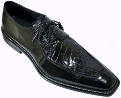Mezlan Barnston Black Crocodile and Genuine Leather Shoes