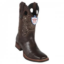 Wild West Brown Genuine Teju Lizard Wide Square Toe Cowboy Boots 28250707