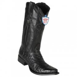 Wild West Black Genuine Full Quill Ostrich Snip Toe Cowboy Boots 2940305