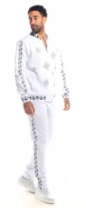 Artyzen White / Black Crystal Studded Modern Fit Tracksuit Outfit 2592