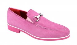 Emilio Franco "Nino II" Pink Genuine Italian Suede Leather With Bracelet Loafers.