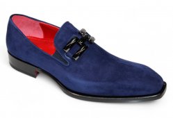 Emilio Franco "Francesco" Navy Genuine Italian Suede Leather With Bracelet Loafers.