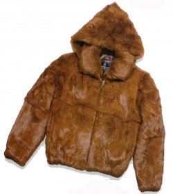Winter Fur Ladies Caramel Genuine Rabbit Jacket With Detachable Hood W05S04CL.