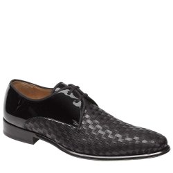 Mezlan "SEXTO" Black Woven Genuine Calfskin Oxford Shoes 8230.