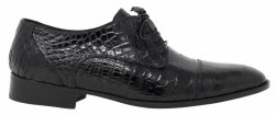 Mauri "Cathedral" 4896 Black Genuine All Over Baby Alligator Lace-up Shoes.