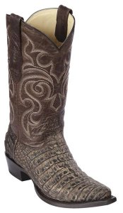 Los Altos Sanded Brown Genuine Caiman Belly Wide Round Toe Cowboy Boots 948235