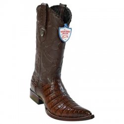 Wild West Brown Genuine Caiman Belly 3x Toe Cowboy Boots 2958207