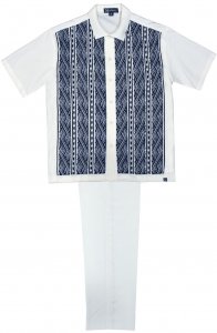 Silversilk Navy / Light Blue / White Hand Woven Short Sleeve Knitted Outfit 8208