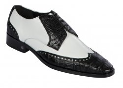 Lombardy Black / White Genuine Crocodile / Leather Wingtip Dress Shoe ZLM018255.