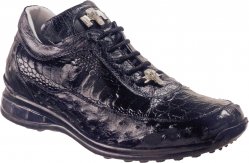 Mauri "Killer" 8842 Black Genuine Ostrich / Flank Crocodile / Ostrich Leg Sneakers