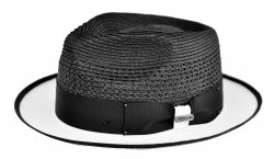 Steven Land Black / White Braided Stingy Brim Fedora Straw Hat SLJE-550