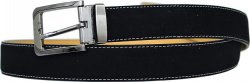 Serpi Black Genuine Suede Leather Wide Width Belt With White Stitching SSP/35