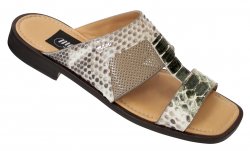 Mauri "1766/1" Natural Genuine Python / Taupe Patent Perforated Leather Sandals