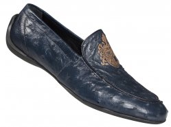Mauri "9257" Wonder Blue Genuine All Over Ostrich Dress Casual Shoes