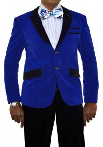 Carmashi Royal Blue / Black Velvet Taylor Fit Blazer B6080