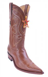 Los Altos Ladies Cognac Genuine Goat 3X-Toe Cowgirl Boots 359203
