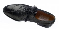 Ferrini 3673/133 Black Genuine Alligator Lace Up Wing Tip Shoes.