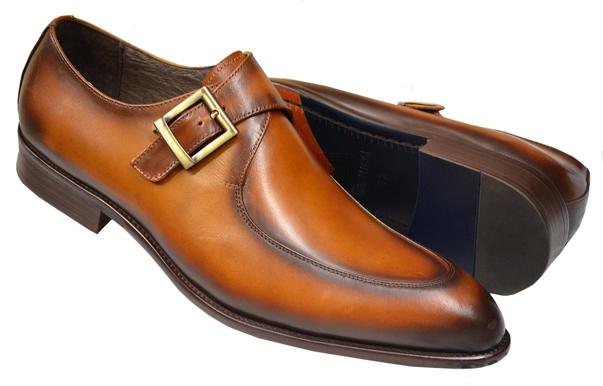 Carrucci Cognac Monk Strap Shoes KS479-06