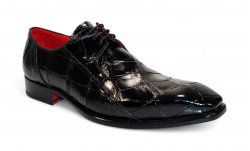 Fennix Italy "Logan" Black Genuine Alligator Lace-Up Dress Shoes.