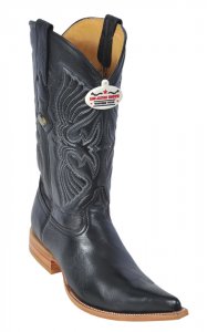 Los Altos Black Genuine All-Over Deer Skin 3X Toe Cowboy Boots 958305