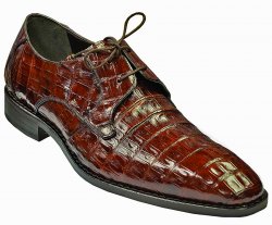 Mezlan "Singer" Dark Rust All-Over Genuine Crocodile Shoes 13705-F