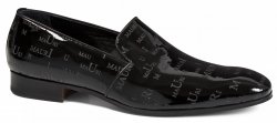 Mauri "4586" Black Genuine Mauri Patent Leather / Mauri Laser Loafer Shoes.