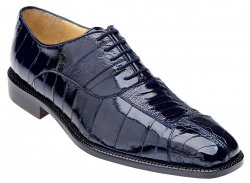 Belvedere "Mare" Navy Genuine Eel and Ostrich Leg Shoes 2P7.