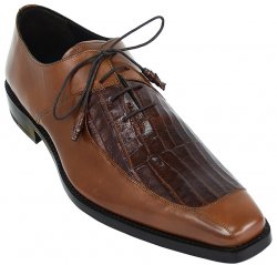 Mezlan "Mcgill" Tan/Cognac Genuine Crocodile / Lambskin Leather Shoes 13651-F