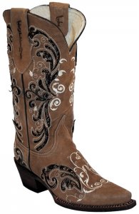 Ferrini Ladies 83061-10 Brown Genuine Leather Cowgirl Boots