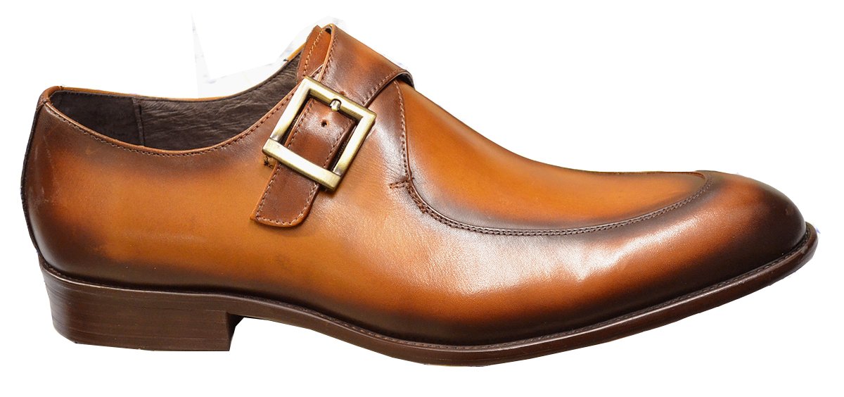 Carrucci Cognac Monk Strap Shoes KS479-06 - single