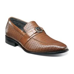 Stacy Adams "Mannix" Cognac Genuine Leather Moc Toe Bit Loafer Shoes 25106-221