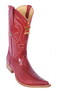 Los Altos Red Genuine All-Over Lizard Teju 3X Toe Cowboy Boots 950712
