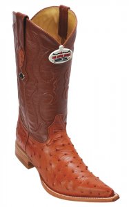 Los Altos Cognac Genuine All-Over Ostrich 3X Toe Cowboy Boots 950303